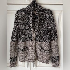 Wilfred Free Black and Gray Patterned Cardigan. Med. Italian yarns.